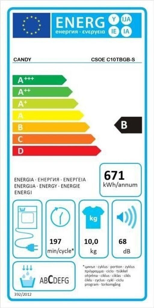 Uscator de rufe Candy Smart Pro CSOE C10TBGB-S, 10 kg, Clasa B, Wi-Fi + BLE, negru